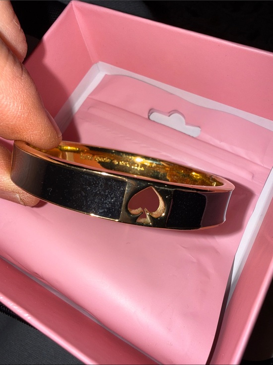 kate spade Jewelry - kate spade Black Enamel Spade Accent Gold Bangle